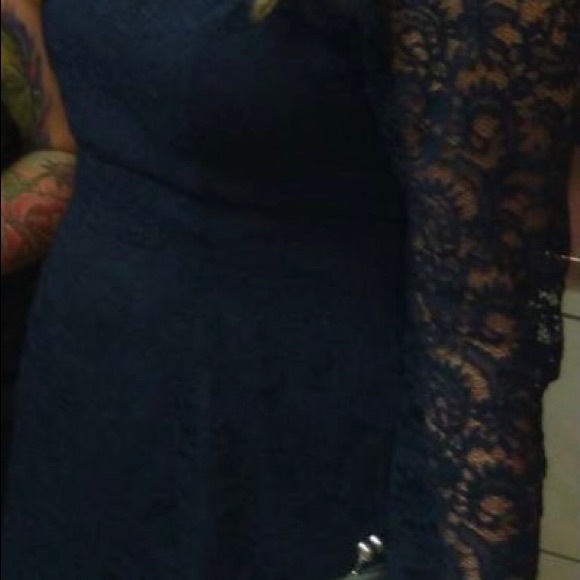 Belsoie Navy Lace Bridesmaid Dress - Picture 3 of 3